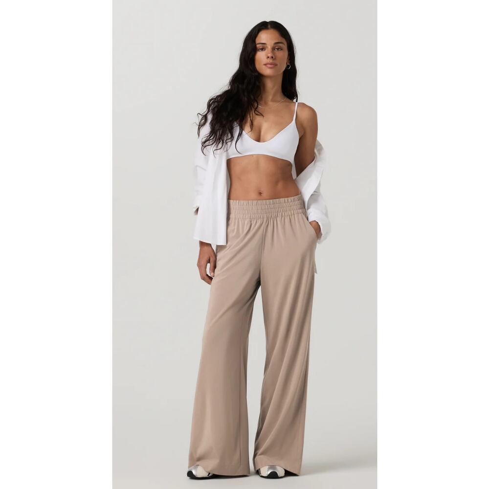 Vuori Wide Leg Lounge Pants in Beige